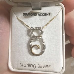 Sterling silver cat necklace